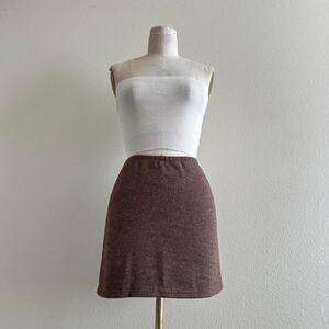 handmade brown tweed like mini skirt